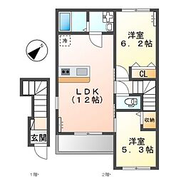 アヴィオン 2LDKの間取図画像