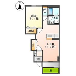 Green窓香 1LDKの間取図画像