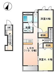 カーサフェリーチェ 2LDKの間取図画像