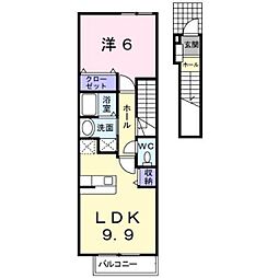 グランディスA 1LDKの間取図画像