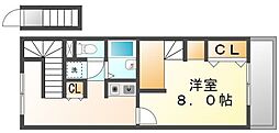 レオパレスキュルティ上林 1Kの間取図画像