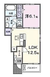 丸亀市川西町南アパート 1LDKの間取図画像