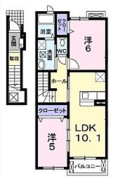 ニュープレイスB 2LDKの間取図画像
