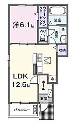 丸亀市今津町アパート 1LDKの間取図画像