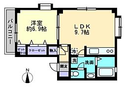 サングランディーS 1LDKの間取図画像