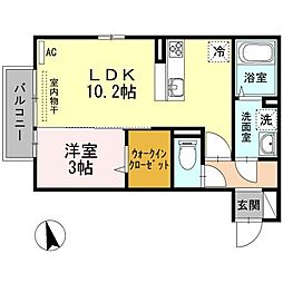 スカイブルーB 1LDKの間取図画像