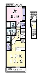 フィオーレリンA 1LDKの間取図画像