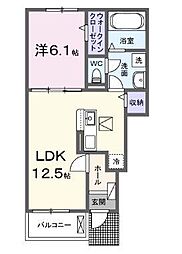 丸亀市天満町2丁目アパート 1LDKの間取図画像
