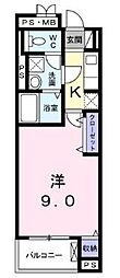 グランソレイユ 1Kの間取図画像