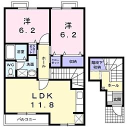 メゾンドジュネスKK2 2LDKの間取図画像