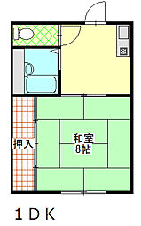 CASA BRANCA 3階1DKの間取り