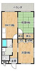 アーバン館 2DKの間取図画像