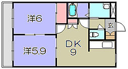 サンハイツ・オクヤマ 2DKの間取図画像