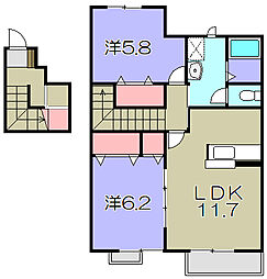 パティオ・アンソレイエE 2LDKの間取図画像
