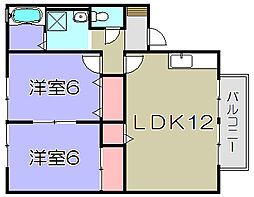 ウエストヴィレッジ 2階2LDKの間取り