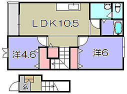 ミニヨン　B 2階2LDKの間取り