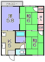 アイビハイツA棟 3Kの間取図画像