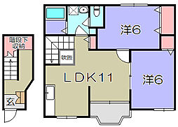 プレクール 2階2LDKの間取り