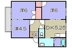 フローラルハイツ清水 3DKの間取図画像