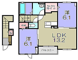 サン　ルーラルIV 2階2LDKの間取り