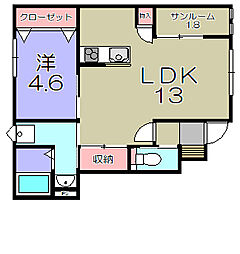 グッドライフステージ宮荘 1LDKの間取図画像