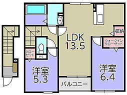 グレース プルミエ 2LDKの間取図画像