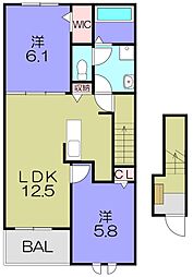ヴィヴァレス 2LDKの間取図画像