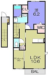 バルサ 1LDKの間取図画像