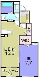 ウォーク,ドントラン 1LDKの間取図画像