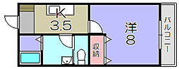 東近江市八日市清水3丁目アパート 1Kの間取図画像