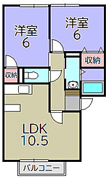 リサージュA 2LDKの間取図画像