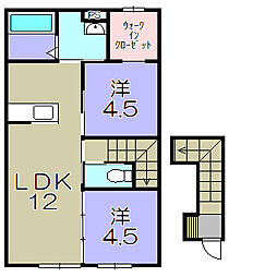 東近江市中小路町アパート 2LDKの間取図画像