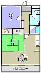 川崎マンション壱番館 2LDKの間取図画像
