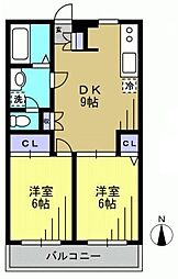 クレストオクト 2DKの間取図画像
