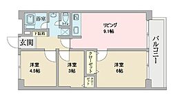 中銀田園調布マンシオン 3LDKの間取り