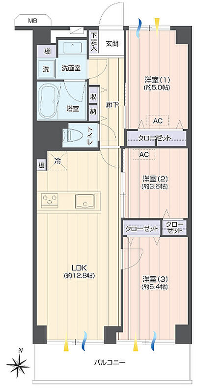 3LDK 間取り