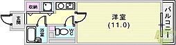 リアンジェ神戸北 5階1Kの間取り