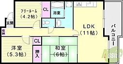 イスズハイツベル鈴蘭台南町 3階2LDKの間取り