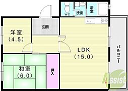 メゾン北鈴 5階2LDKの間取り
