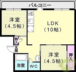 ドミールサニー君影町1号棟 2階/-