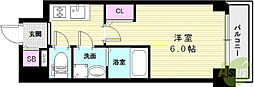 エスリード神戸レジデンス 1Kの間取図画像
