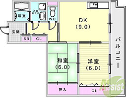 ポリアンサローズ 2DKの間取図画像
