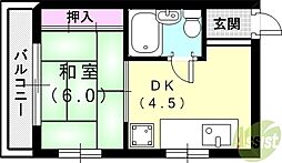 サンエーハイツ 1DKの間取図画像