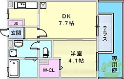 ナチュラルヒル 1DKの間取図画像