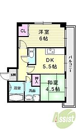 ハーバー壱番館 2DKの間取図画像