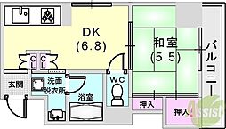 ライオンズプラザ神戸 1DKの間取図画像
