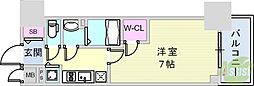 エスリード神戸ハーバーテラス 1Kの間取図画像