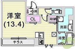フォーシーズンズ神戸 ワンルームの間取図画像