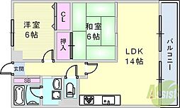 サンライズ明和 2LDKの間取図画像