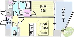 プレサンスTHE神戸 1LDKの間取図画像